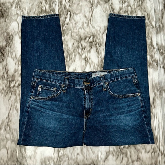 Ag Adriano Goldschmied Denim - Adriano Goldschmied Sz 32R Distressed Knees Medium Wash Denim Blue Jean Normcore